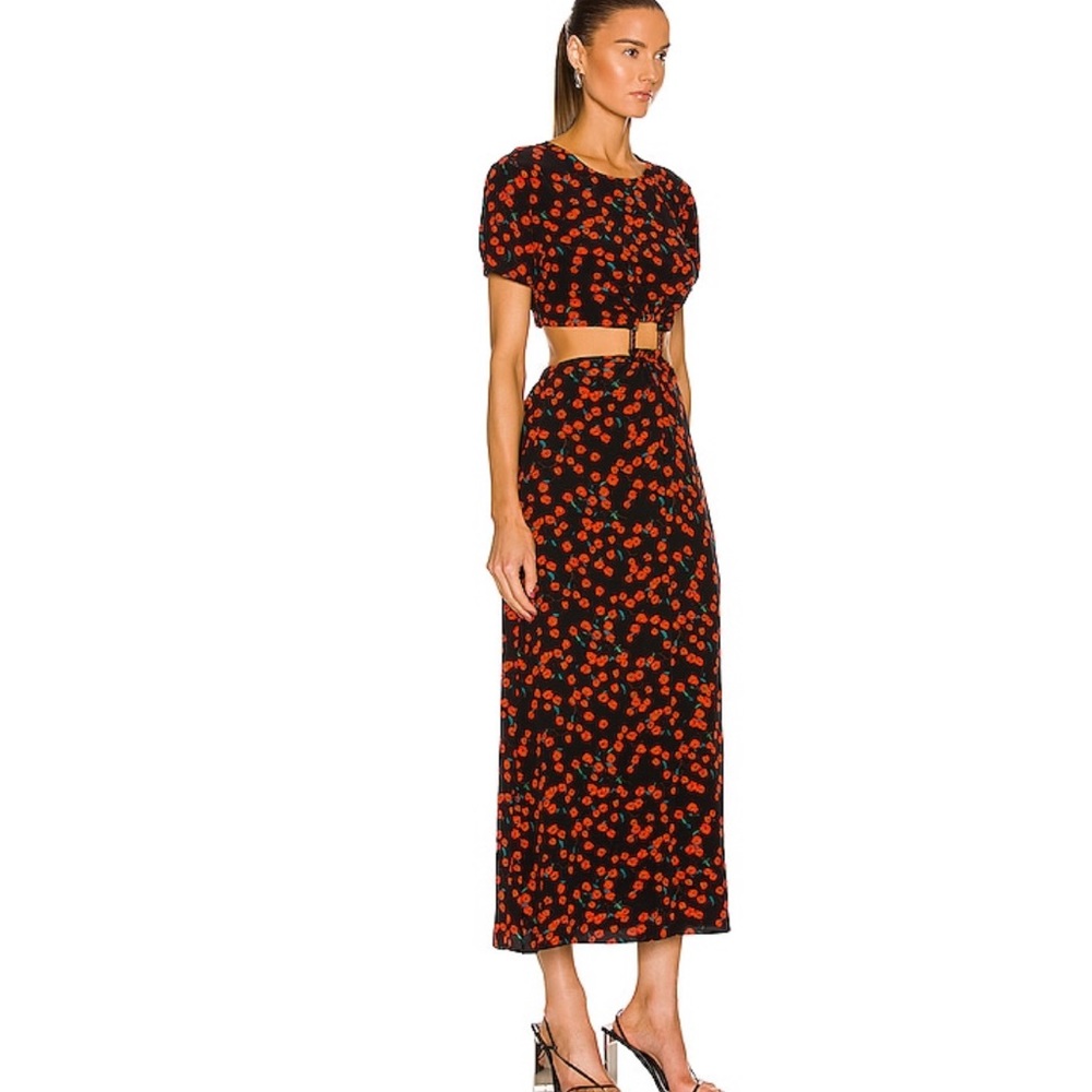 STAUD Calypso Poppy MIDI Dress Size Medium